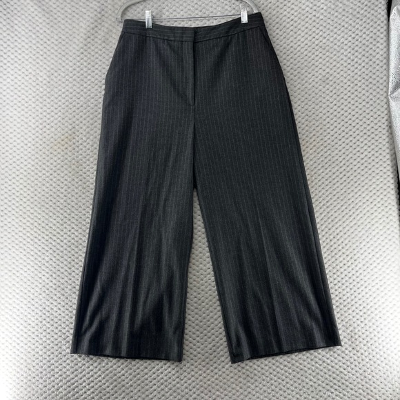 Zara Basic Collection Pinstripe Career Dress Pants Gray Cropped Classic Size‎ L - Picture 1 of 9